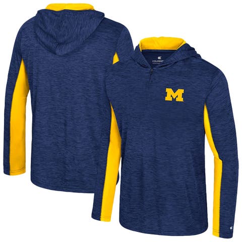 Men's Colosseum Navy Michigan Wolverines Always Sunny Quarter-Zip Hoodie