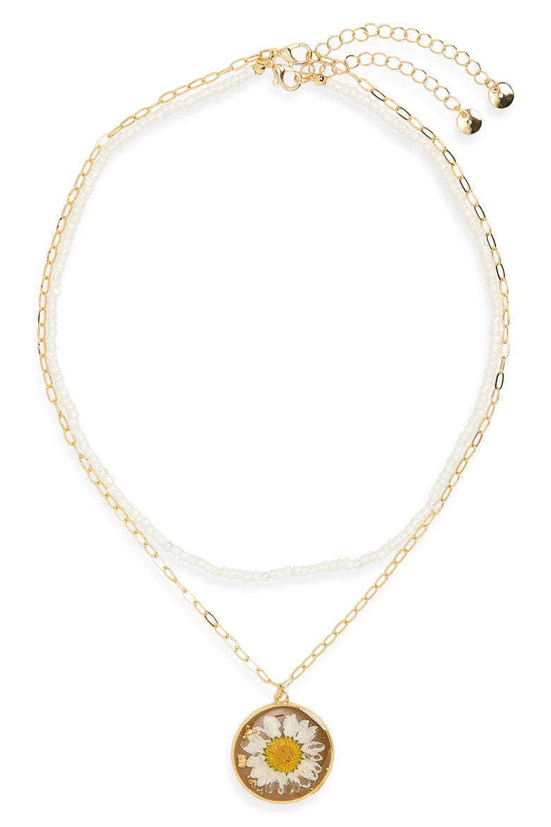 Layered Floral Pendant Necklace, Main, color, GOLD