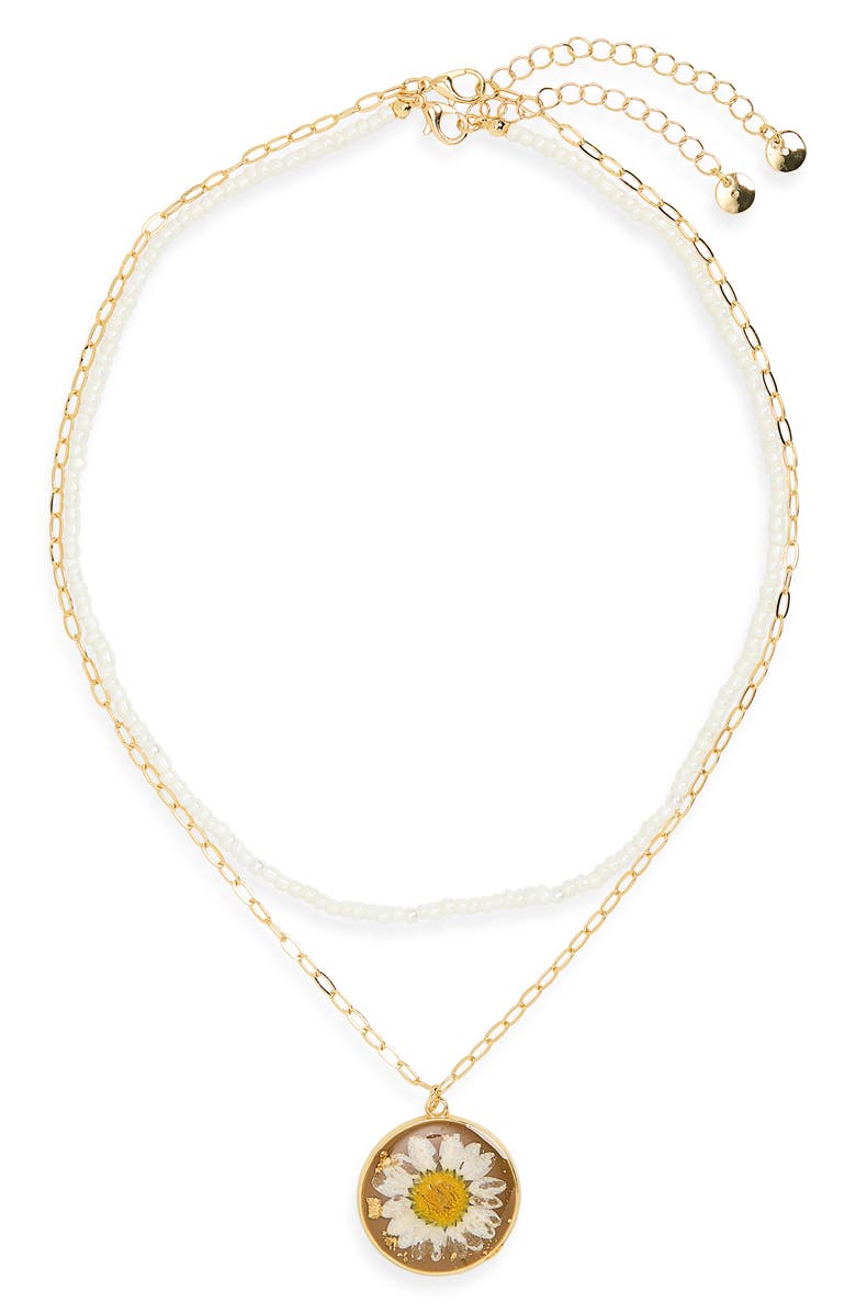 BP. Layered Floral Pendant Necklace, Main, color, Gold