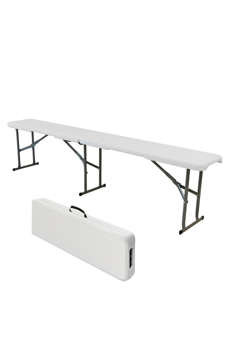 Elama 6 Foot Plastic Folding Bench, Alternate, color, White