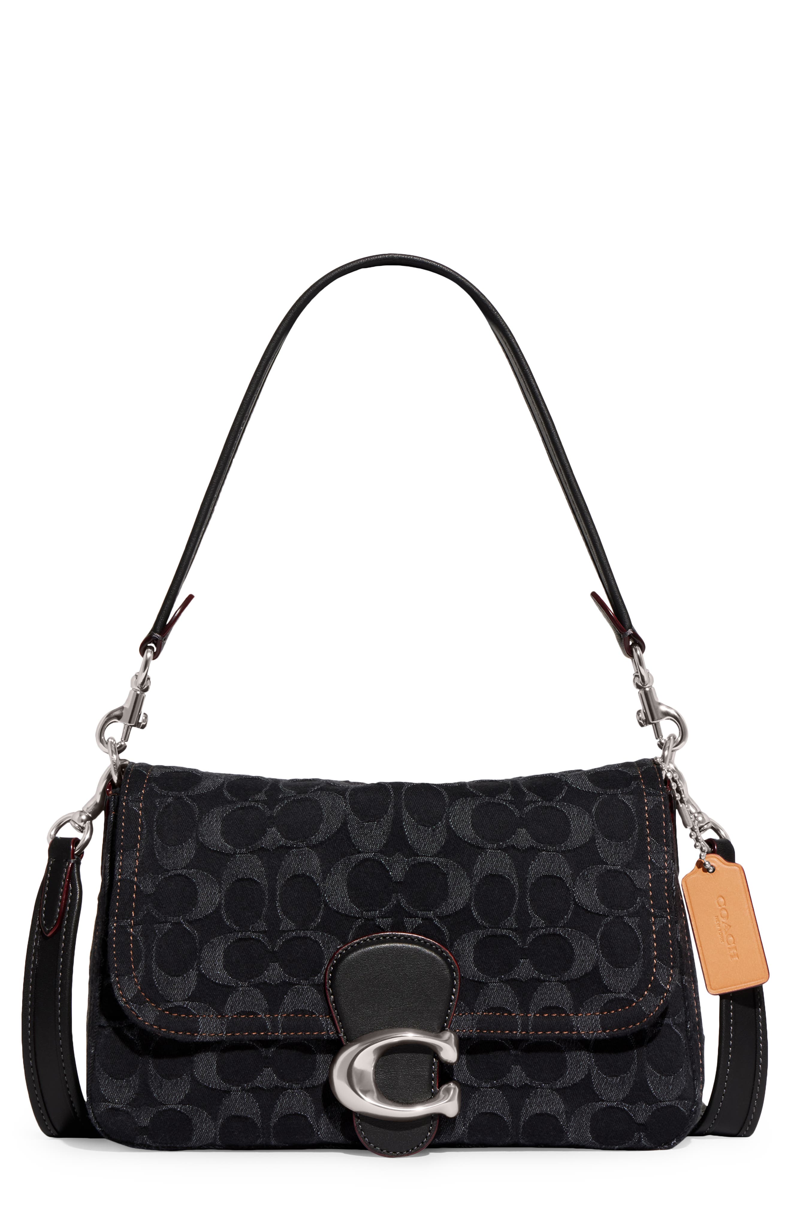 COACH Tabby Soft Signature Washed Denim Shoulder Bag, Main, color, 