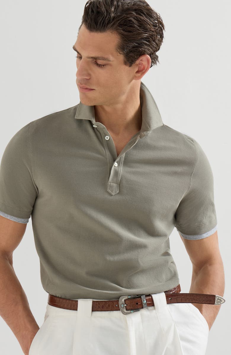 Brunello Cucinelli Piqué polo shirt, Alternate, color, Khaki