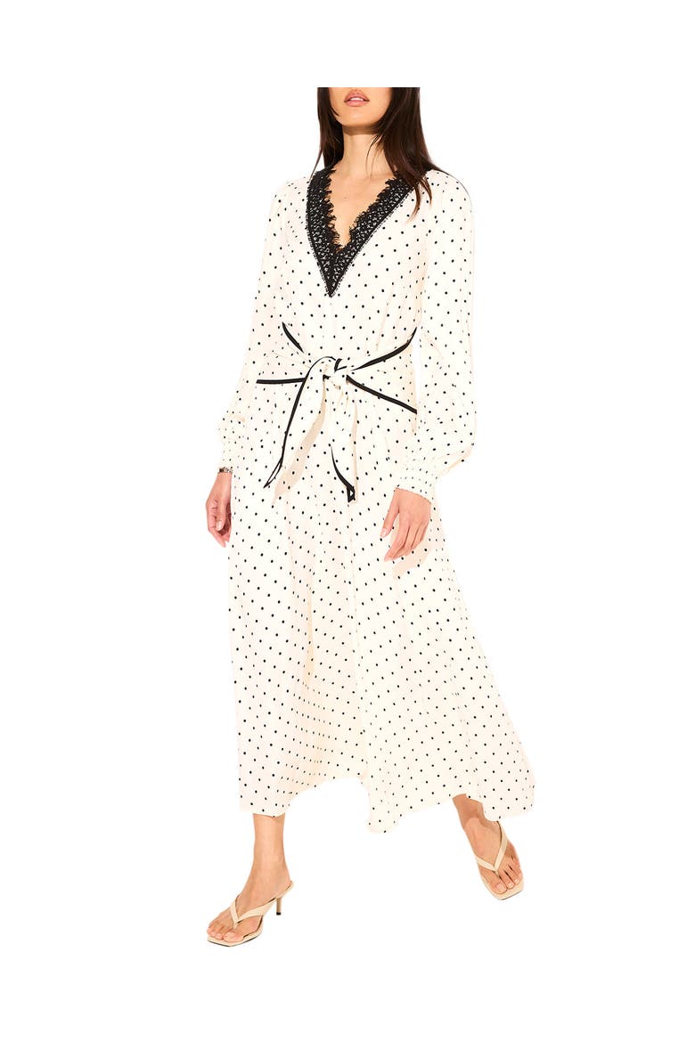 Polka Dot Tie Maxi Dress, Main, color, Cream