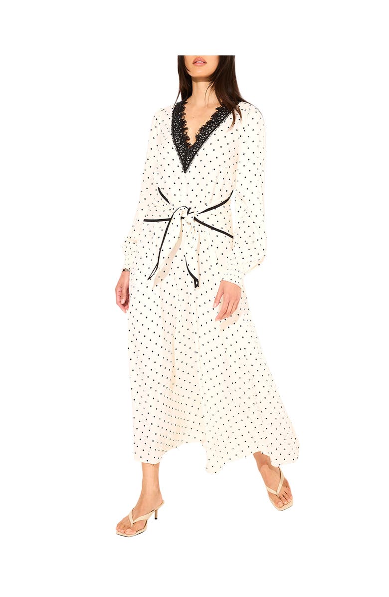 MINT VELVET Polka Dot Tie Maxi Dress, Main, color, Cream