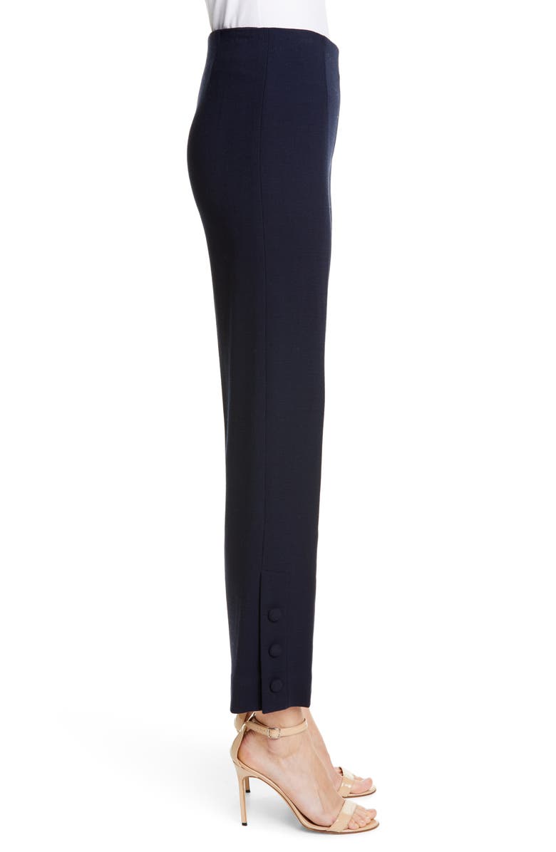 Lela Rose Button Hem Wool Blend Straight Leg Pants, Alternate, color,