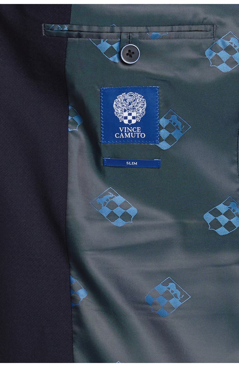 Vince Camuto Navy Woven Two Button Notch Lapel Sport Coat, Alternate, color, 