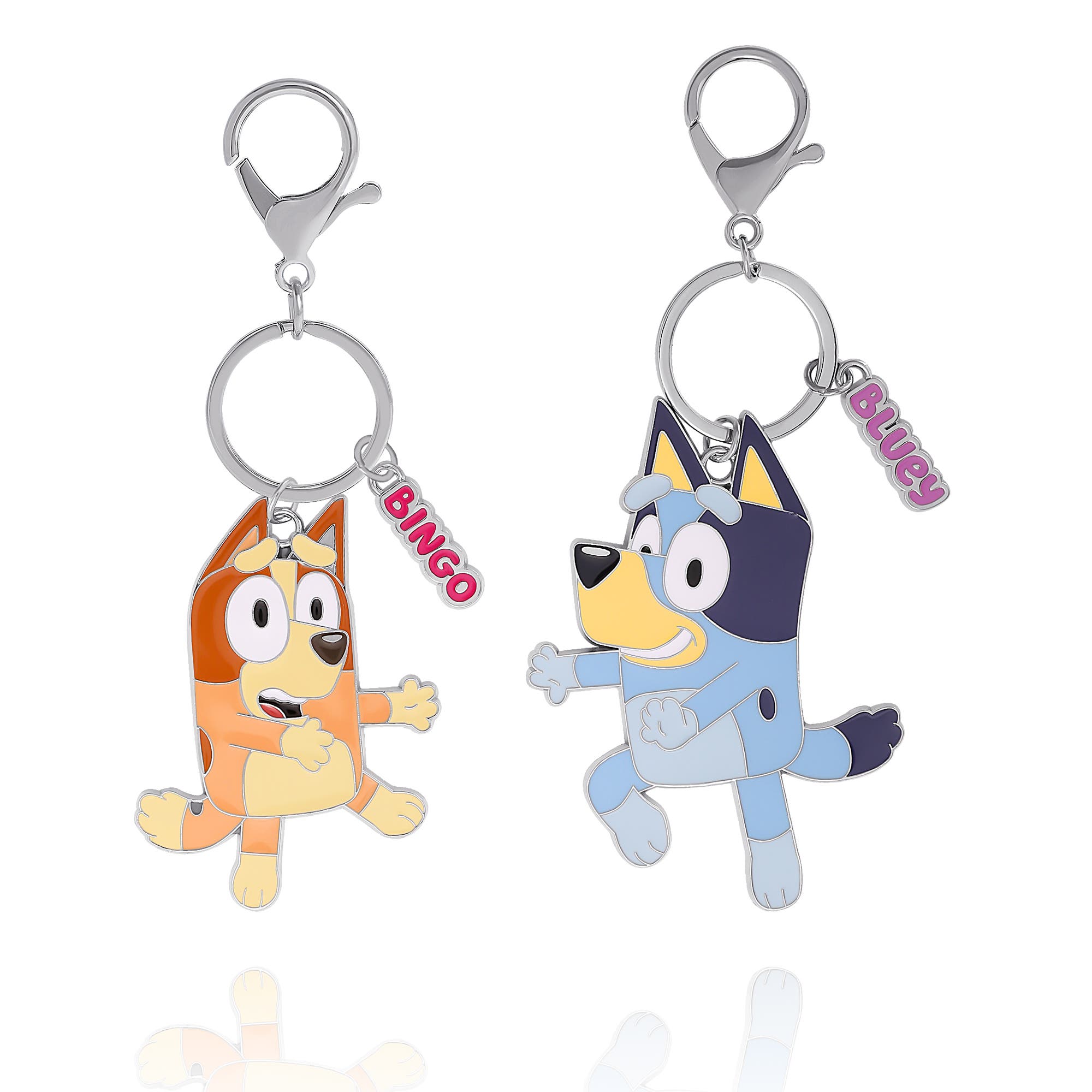 Bluey And Bingo Enamel Charm Keychains, 2 Pack Set In Metallic | ModeSens