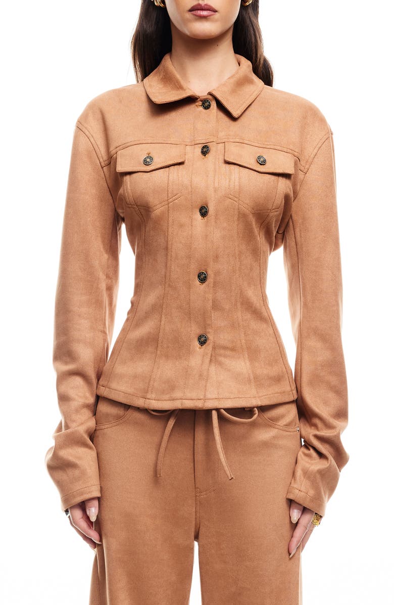 LIONESS Rider Faux Suede Jacket, Main, color, 