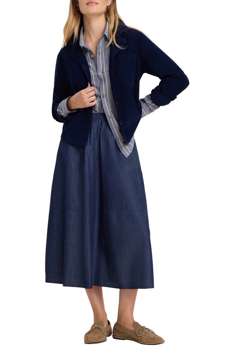 Drapey Denim Cargo Skirt, Alternate, color, DARK WASH