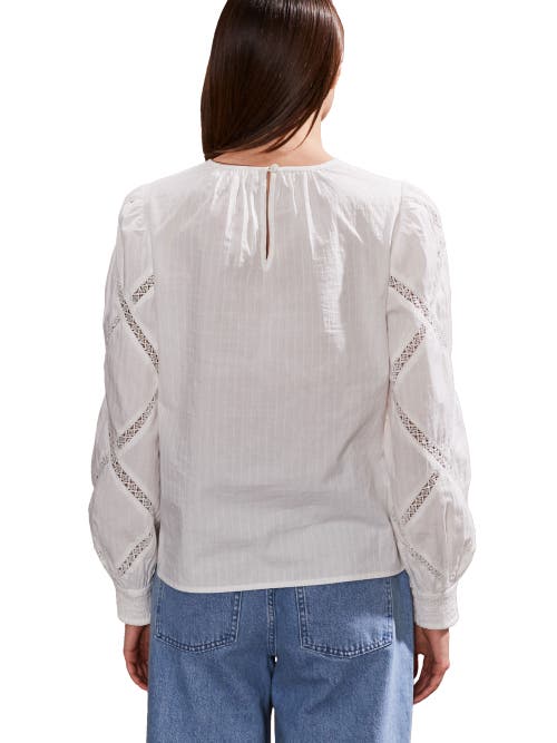Ro&zo Ivory Diamond Lace Trim Blouse In Ivory