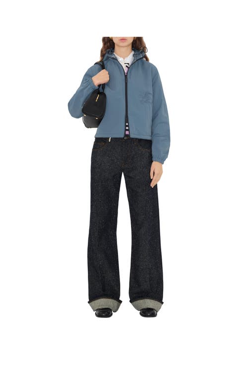 Burberry Checked Reversible Cropped Jacket In Pewter
