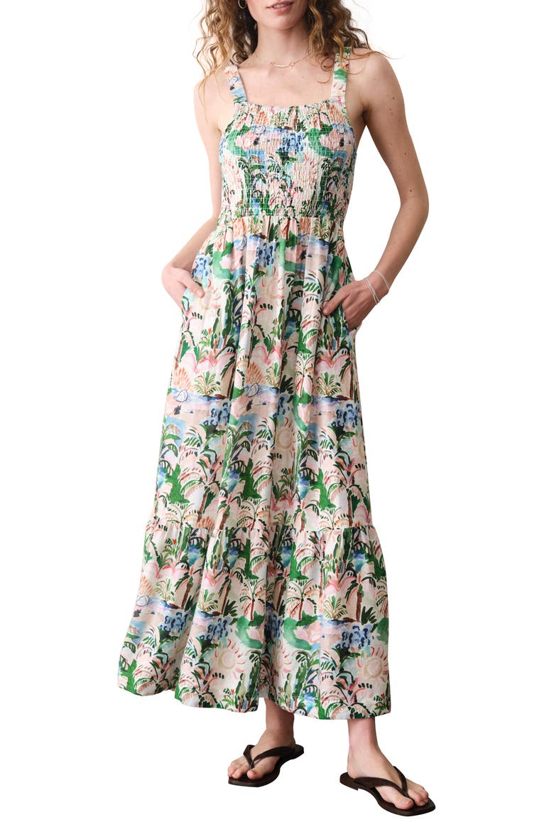 Selene Floral Maxi Dress, Main, color, WATERCOLOR PALM