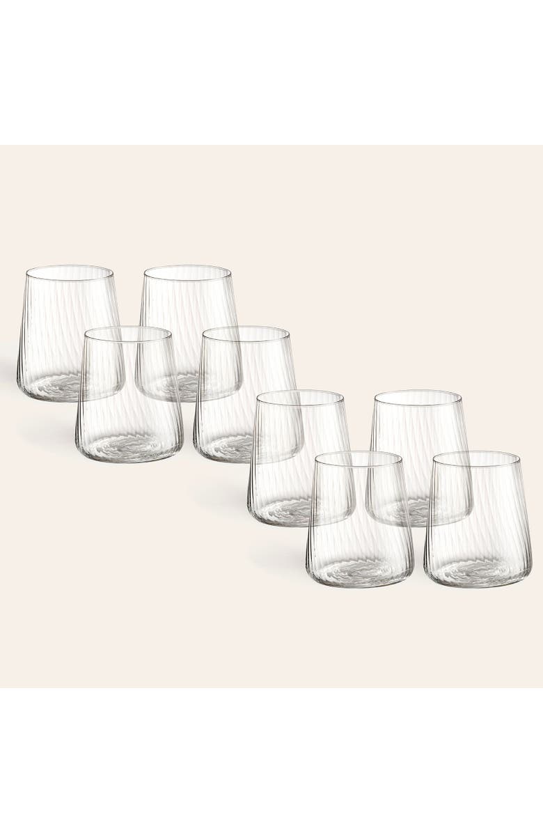 Zsa Zsa Zsu Poznan Optical Glass Water Glass 13 oz Transparent Set of 8, Main, color, Clear