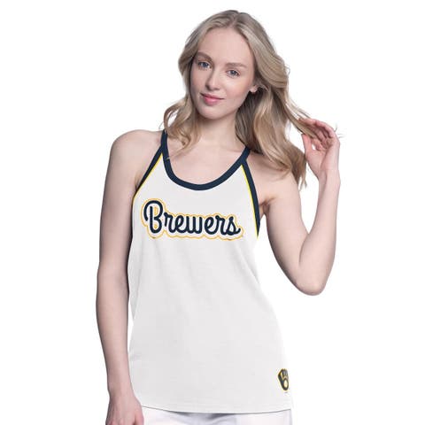 Women's G-III 4Her by Carl Banks  White Milwaukee Brewers Curveball Tank Top