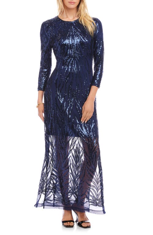 Karen Kane Sequin Long Sleeve Evening Gown
