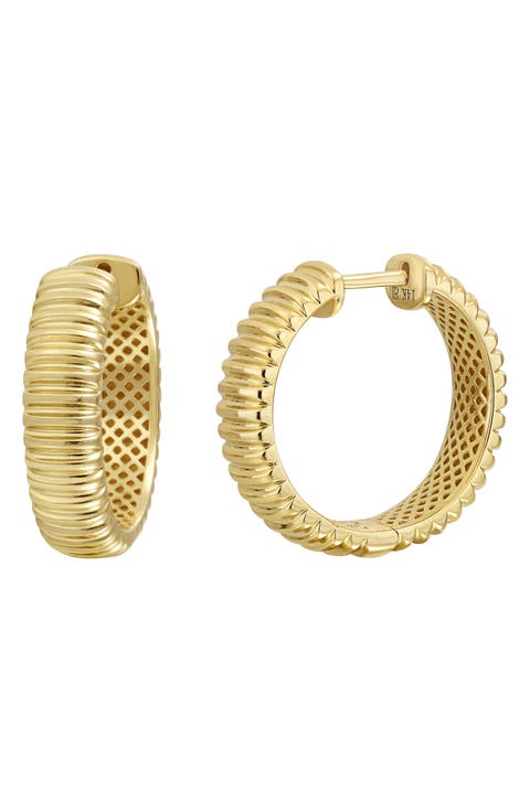 14K Gold Textured Hoop Earrings (Nordstrom Exclusive)