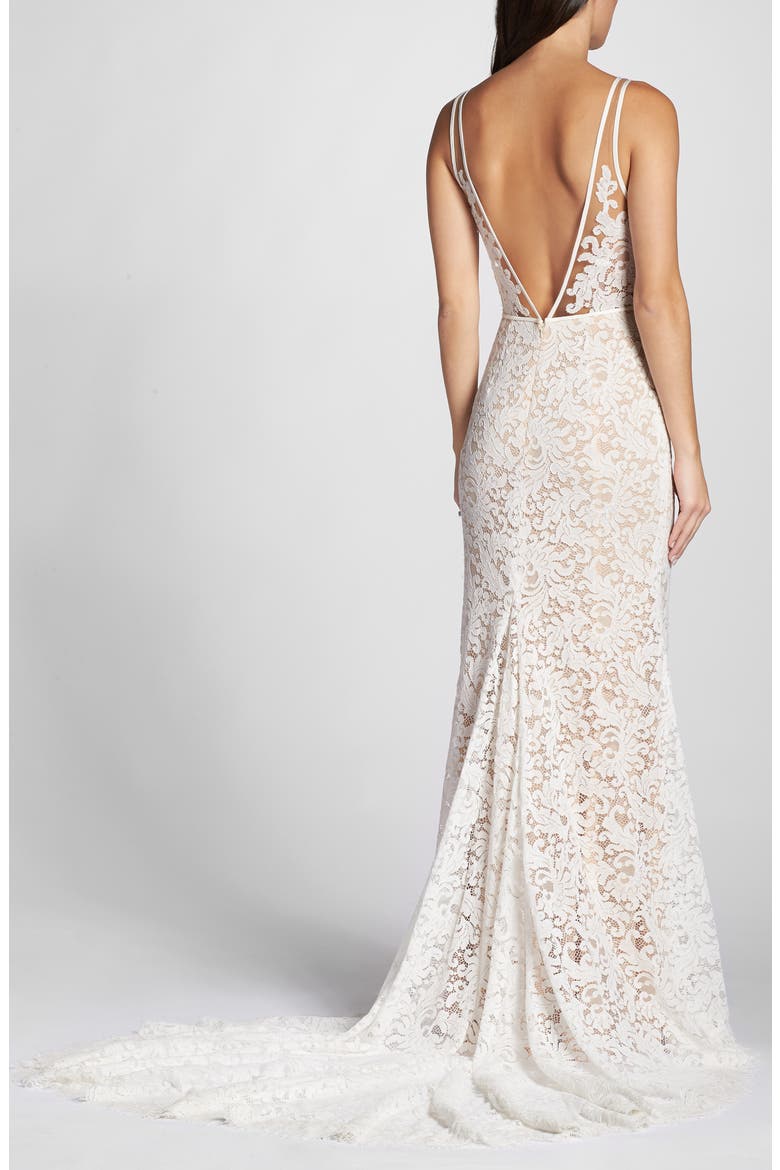 Derica Lace Gown, Alternate, color, IVORY / NUDE