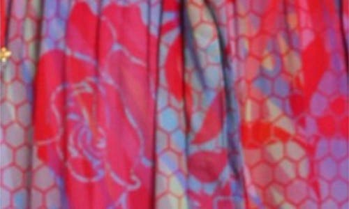 Apny Print Short Sleeve Midi Dress In Purple Multi