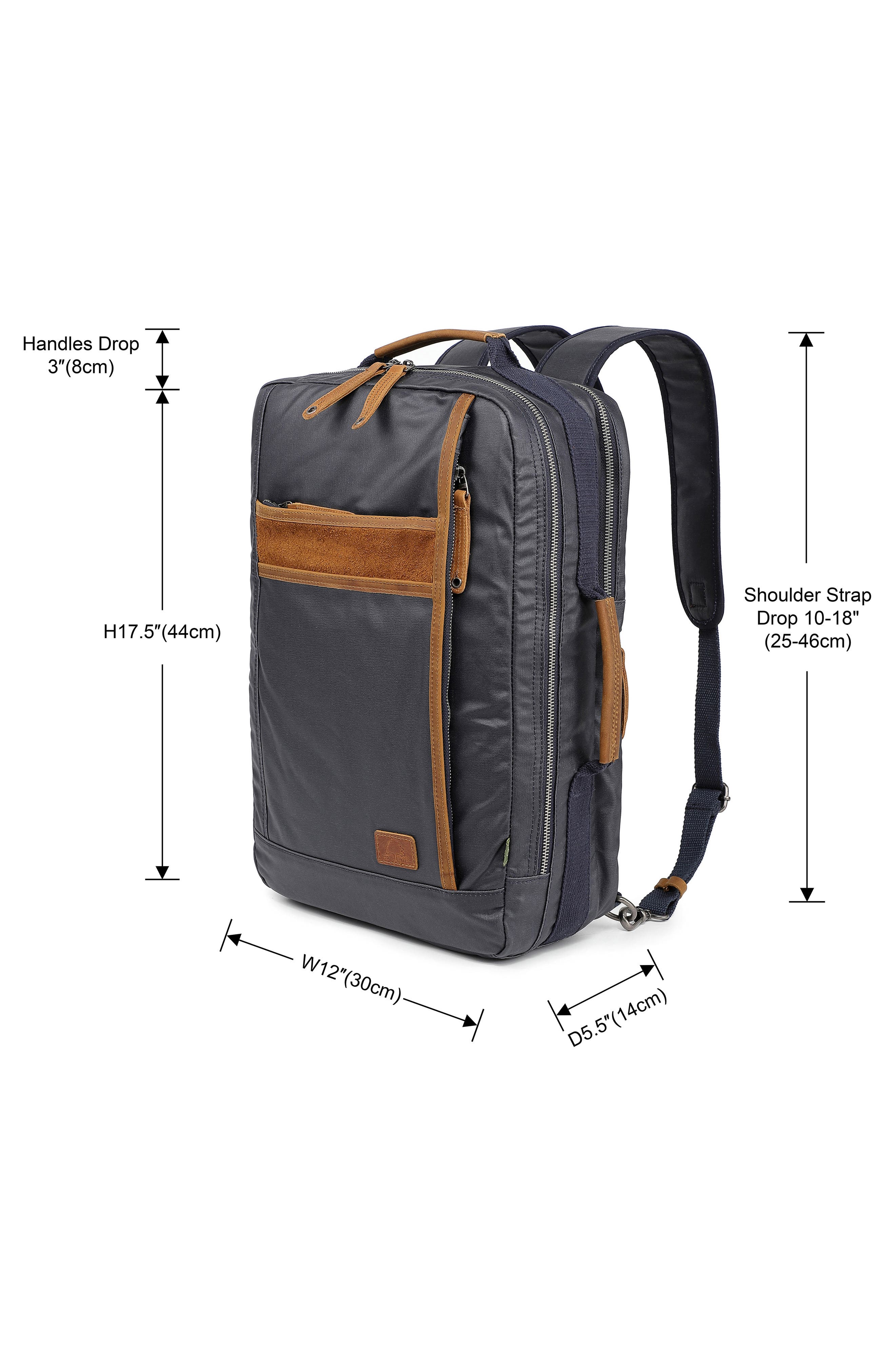 Madrone Coated Cotton & Leather Backpack, Alternate, color, NAVY