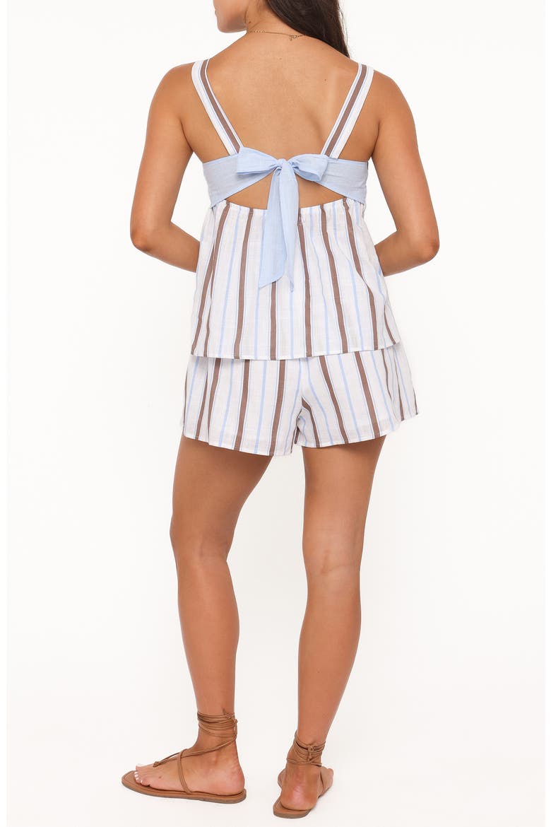 Sallie Stripe Cotton Top & Shorts Set, Alternate, color, CHOCOLATE BLUE STRIPE