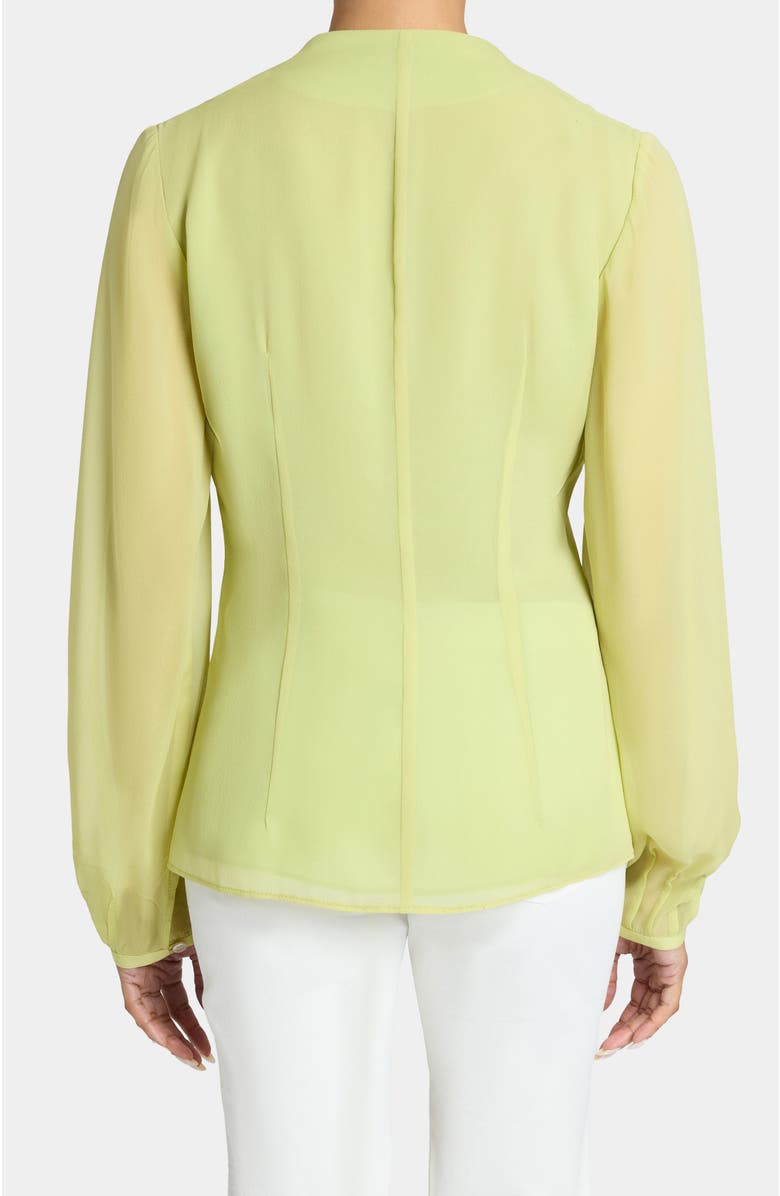 Santorelli WINNIE Long Sleeve Buttoned Blouse in Silk Georgette, Alternate, color, Pistachio