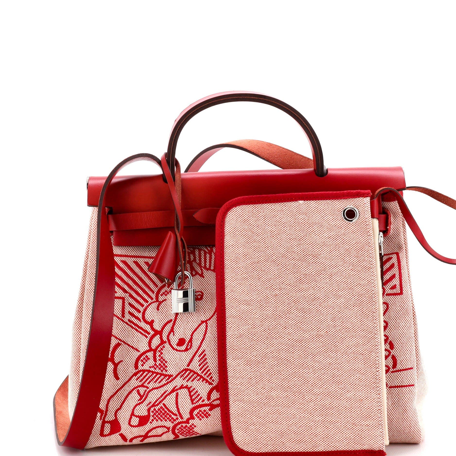 Herbag Zip Pegase Pop Toile and Leather 31, Alternate, color, Rouge Piment