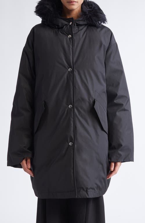Jil Sander Faux Fur Trim Down Parka In Black