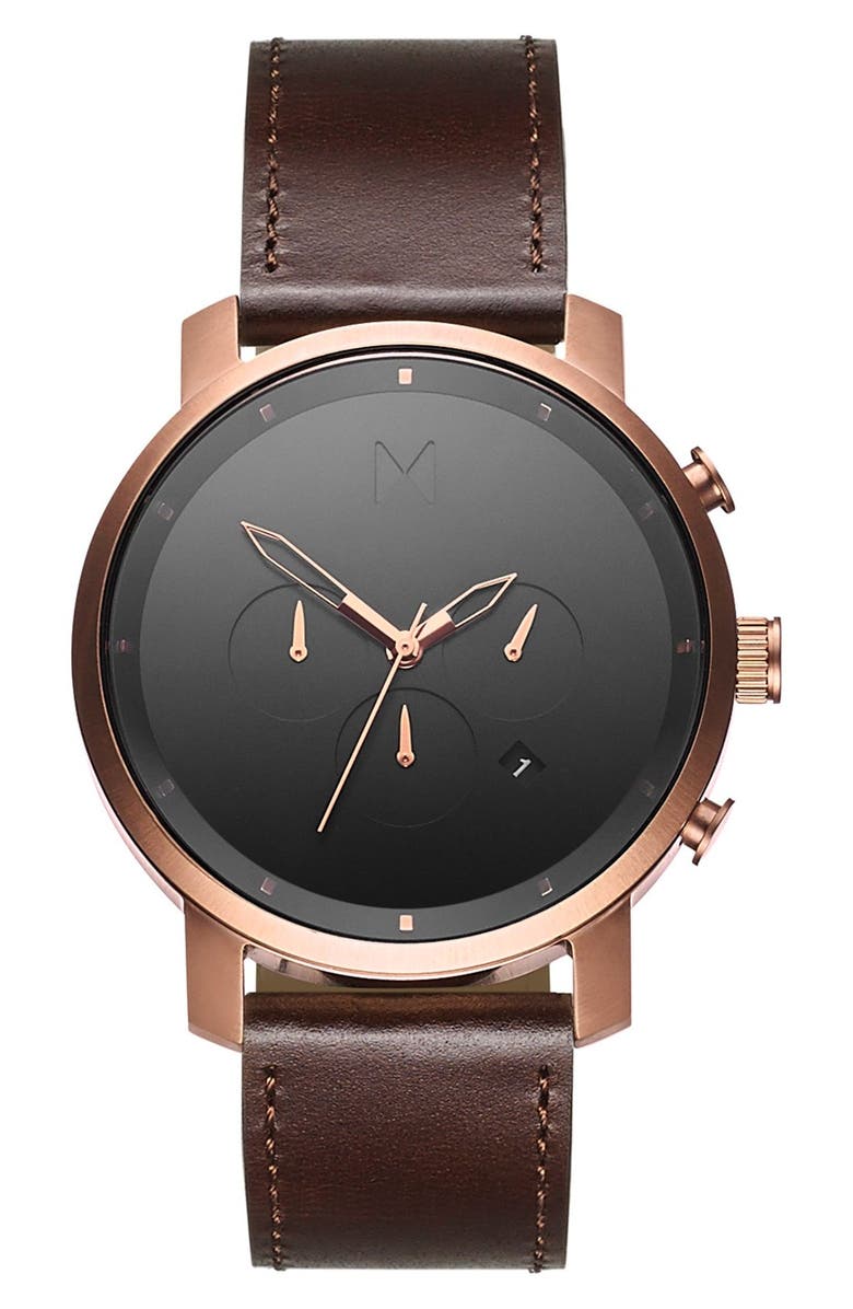 MVMT WATCHES MVMT Chronograph Leather Strap Watch, 45mm, Main, color, 