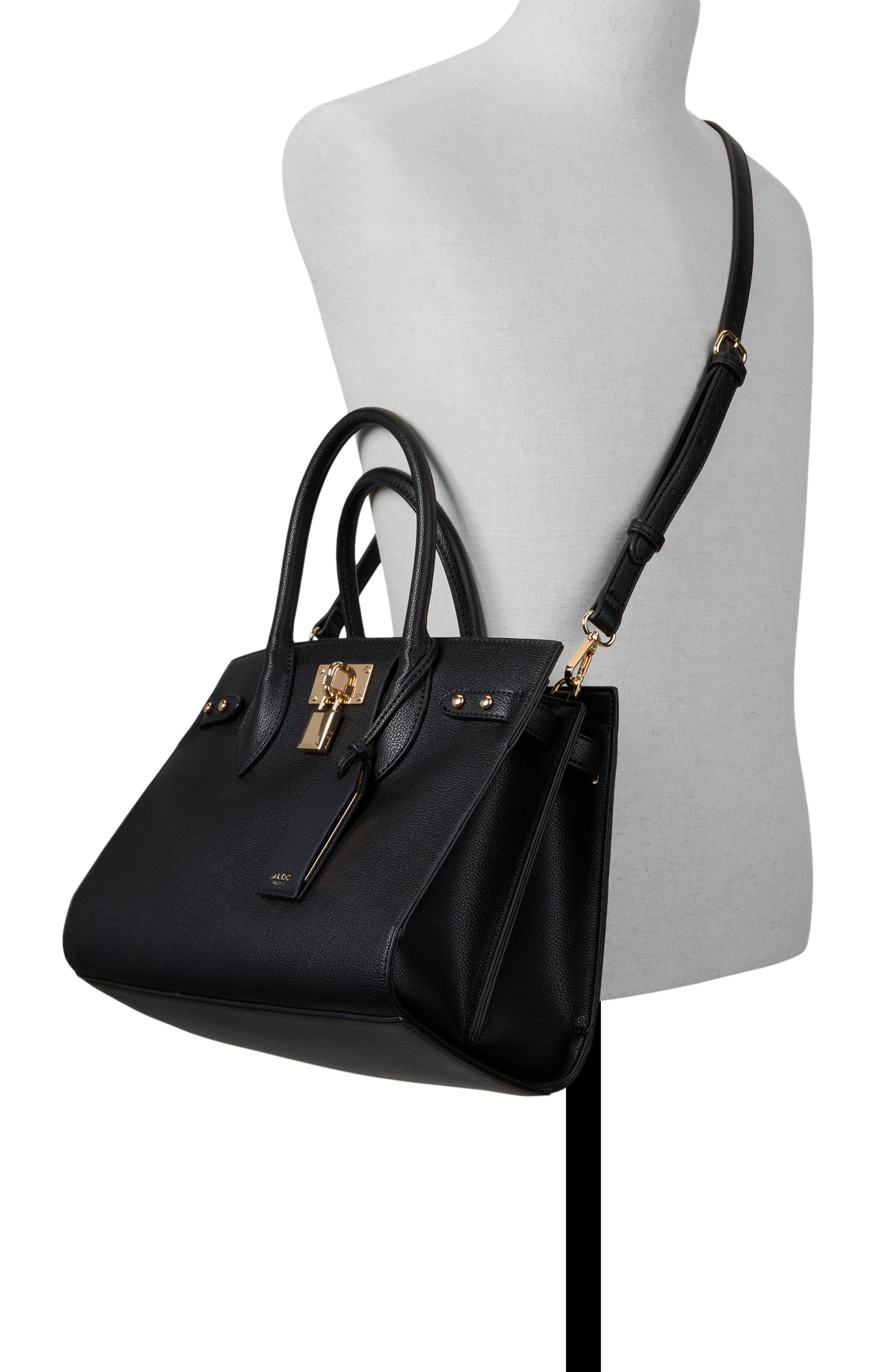 ALDO Jackie Faux Leather Tote, Alternate, color, Black