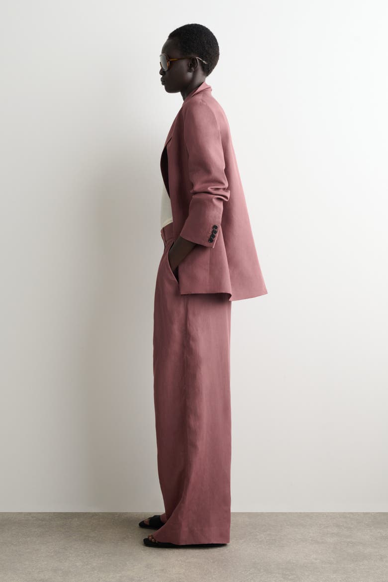 Relaxed Linen-Blend Wide-Leg Pants, Alternate, color, RUST