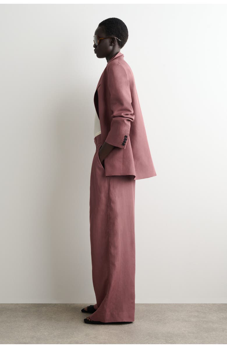 COS Relaxed Linen-Blend Wide-Leg Pants, Alternate, color, Rust