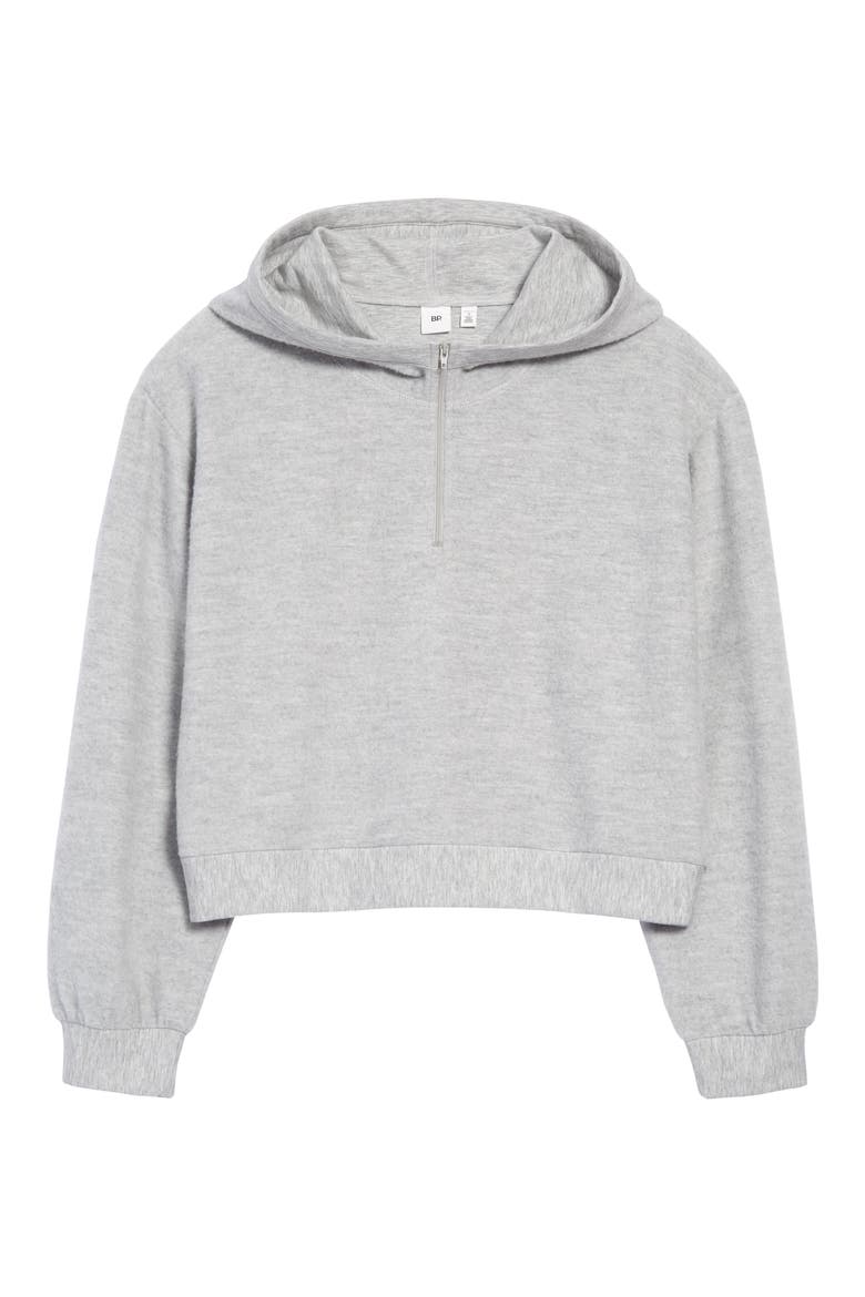 Half Zip Fleece Hoodie, Alternate, color, GREY PEARL HEATHER