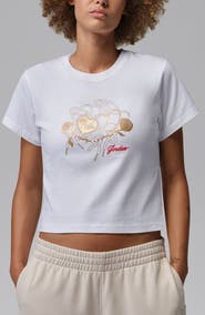 Jordan Metallic Logo Graphic Shrunken Cotton T-Shirt