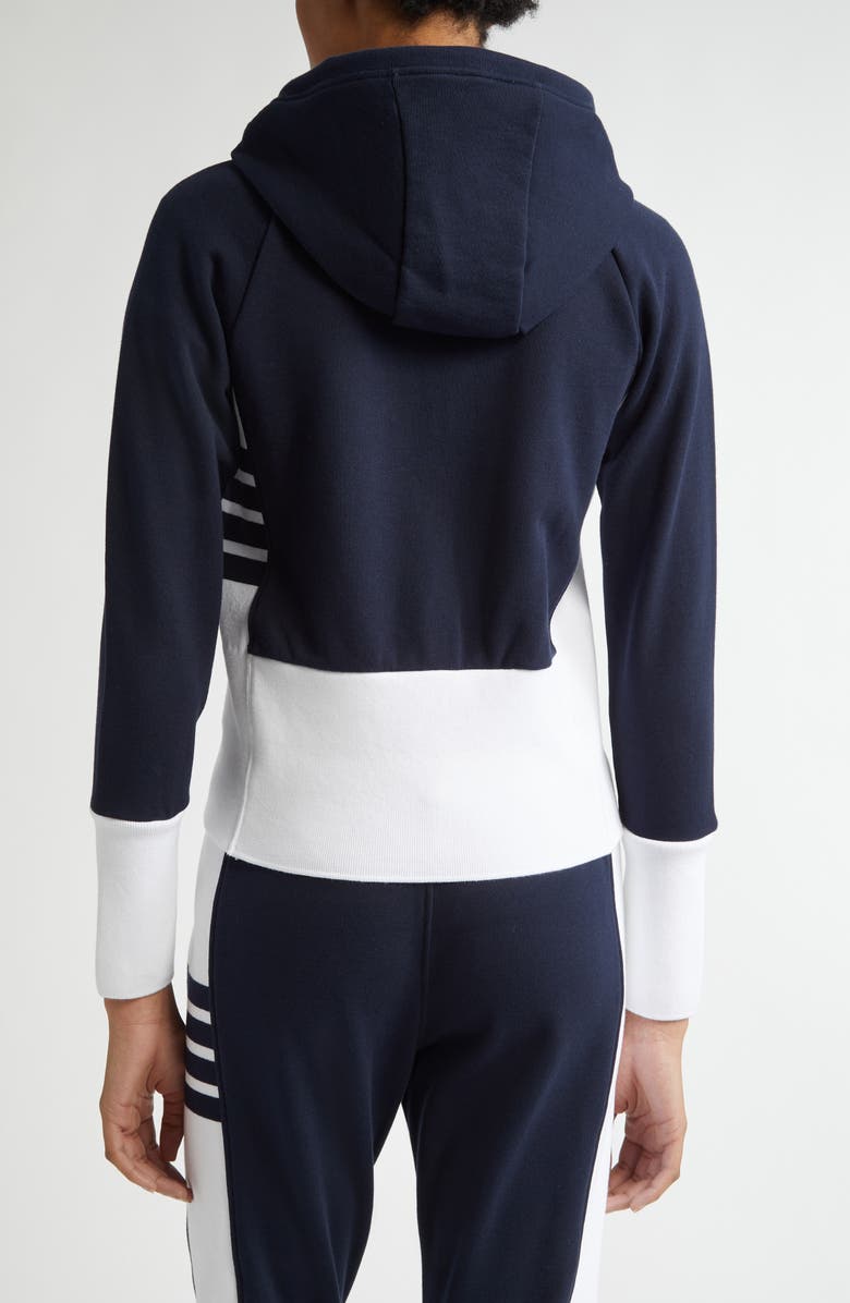 Thom Browne 4-Bar Colorblock French Terry Zip Hoodie, Alternate, color, Navy