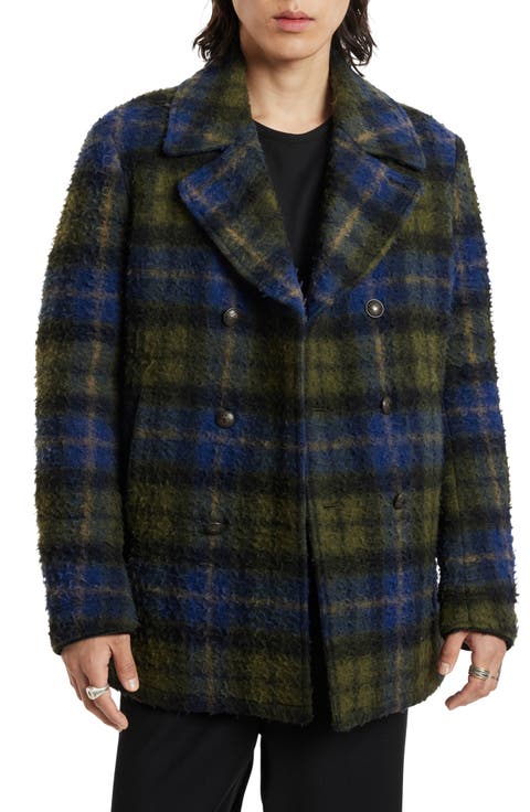 Carlos Plaid Wool Blend Peacoat