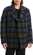 John Varvatos Carlos Plaid Wool Blend Peacoat