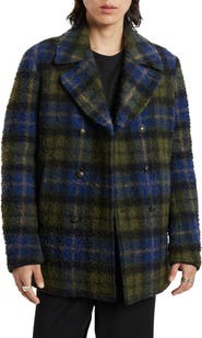 John Varvatos Carlos Plaid Wool Blend Peacoat