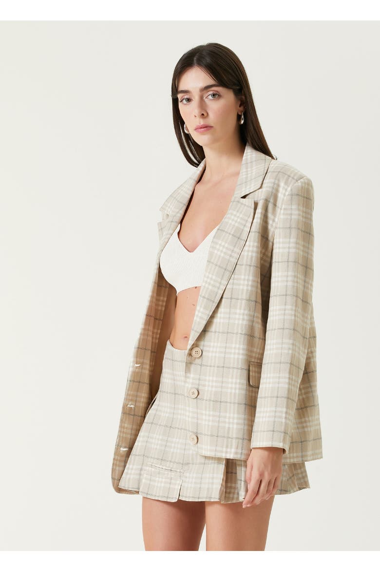 Linen Blend Free Heaven Multicolor Checked Blazer, Alternate, color, beige