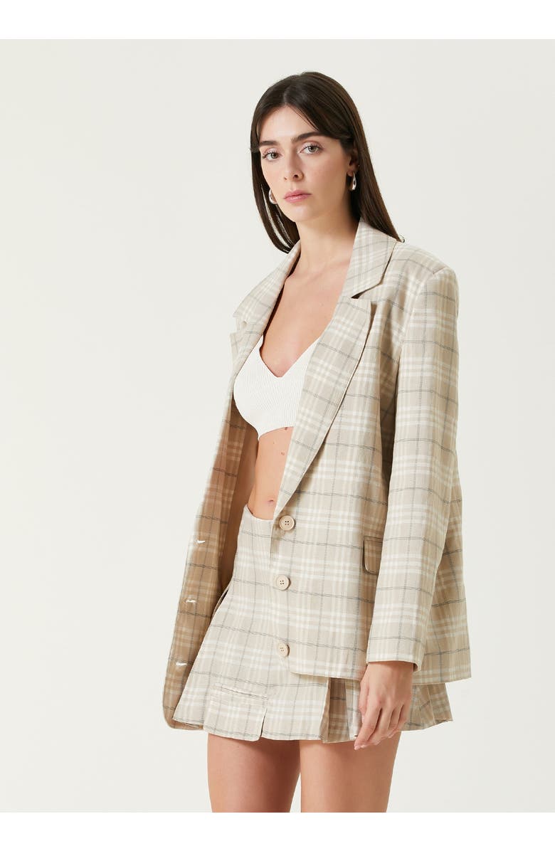 PCFG Linen Blend Free Heaven Multicolor Checked Blazer, Alternate, color, Beige