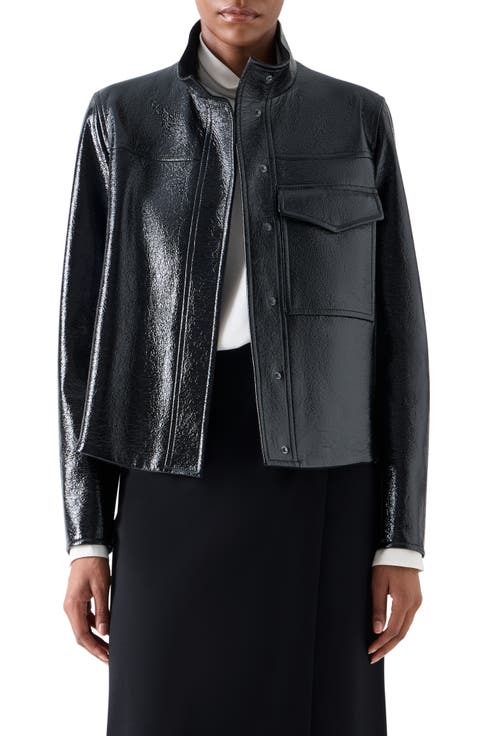 Faux Lacquer Leather Jacket