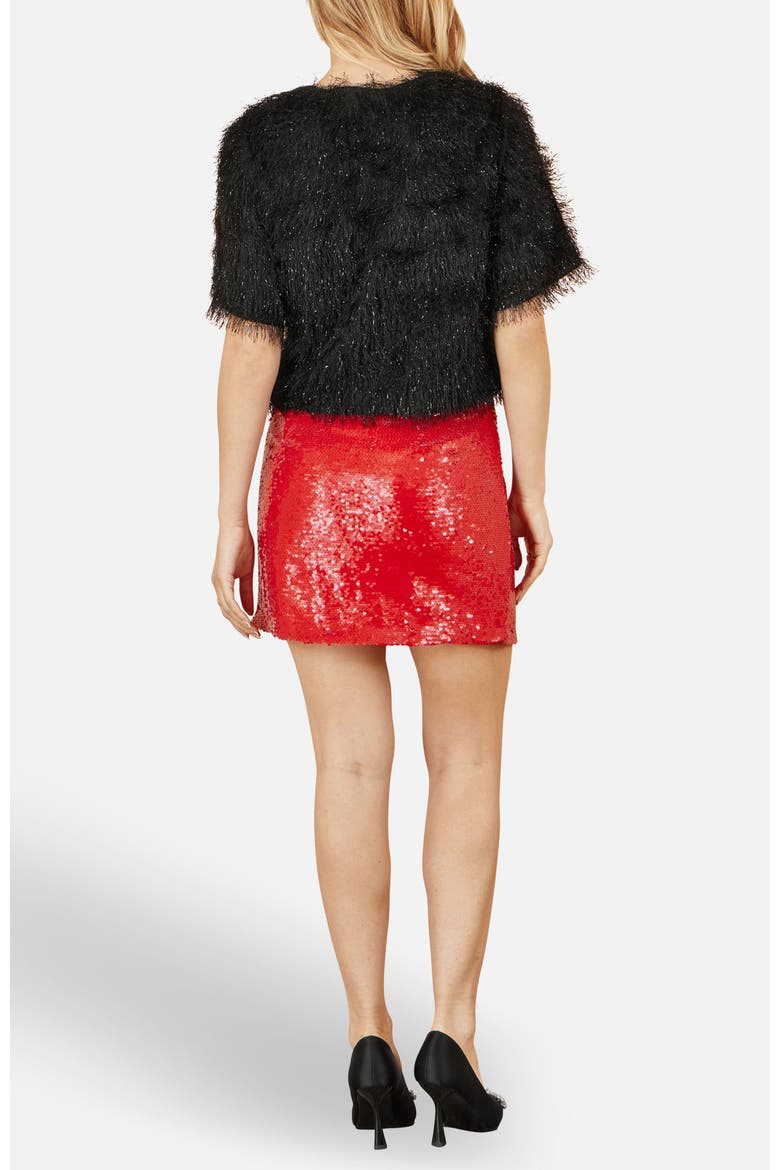 Sequin Mid Waist Mini Skirt, Alternate, color, Red