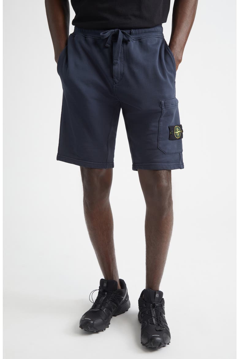 Cotton Fleece Cargo Bermuda Shorts, Main, color, V0020 NAVY BLUE