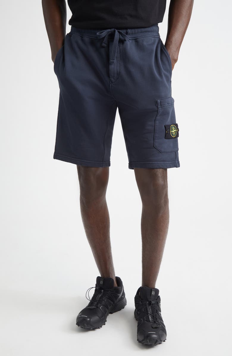 Stone Island Cotton Fleece Cargo Bermuda Shorts, Main, color, V0020 Navy Blue