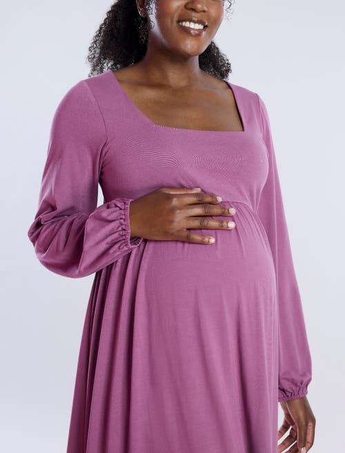 Motherhood Maternity Long Sleeve Empire Waist Maxi Dress In Grape Nectar