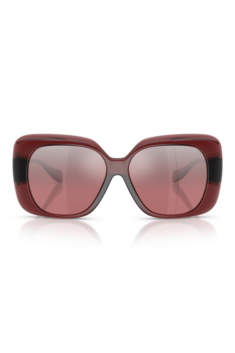57mm Square Sunglasses, Main, color, RED / PINK MIRROR SILVER