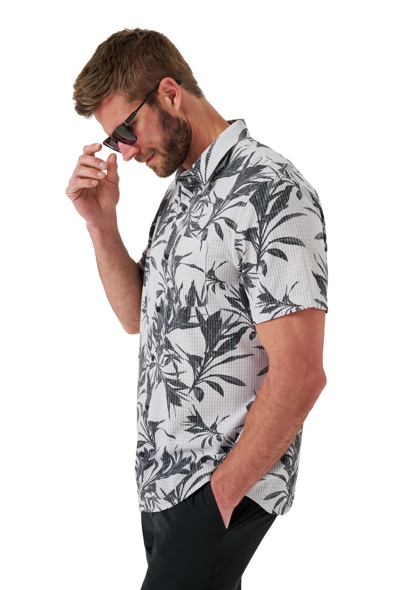 Light Map Short Sleeve Button-Up Shirt, Alternate, color, MICRO CHIP