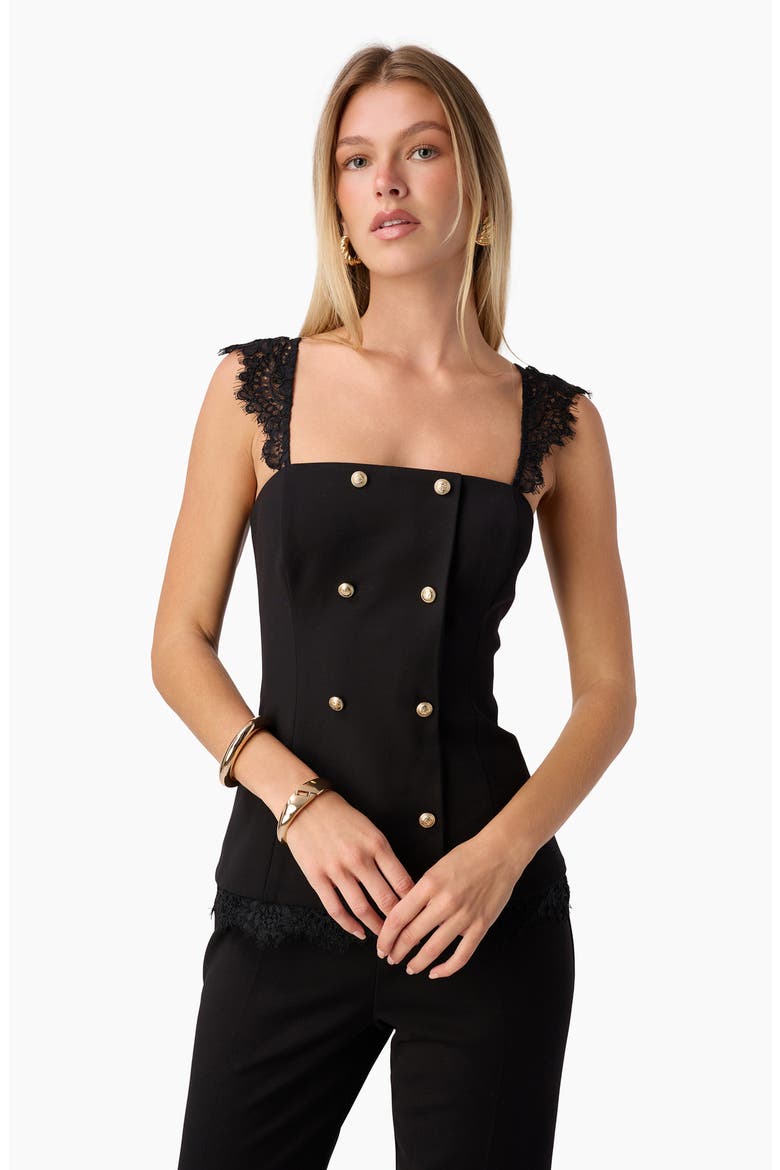 Deanna Faux Double Breasted Top, Alternate, color, BLACK