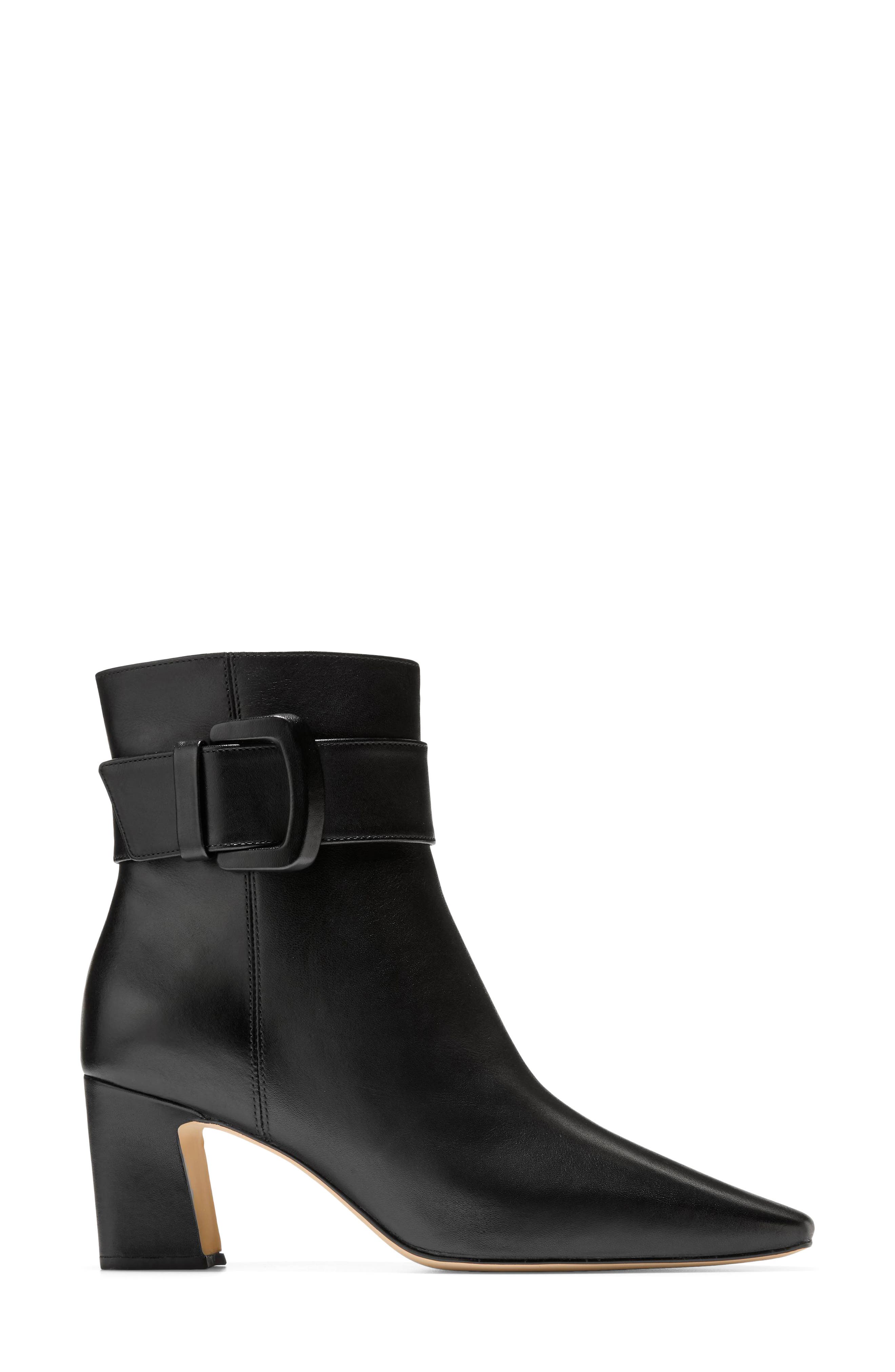 Blanche Buckle Bootie, Alternate, color, BLACK LEATHER