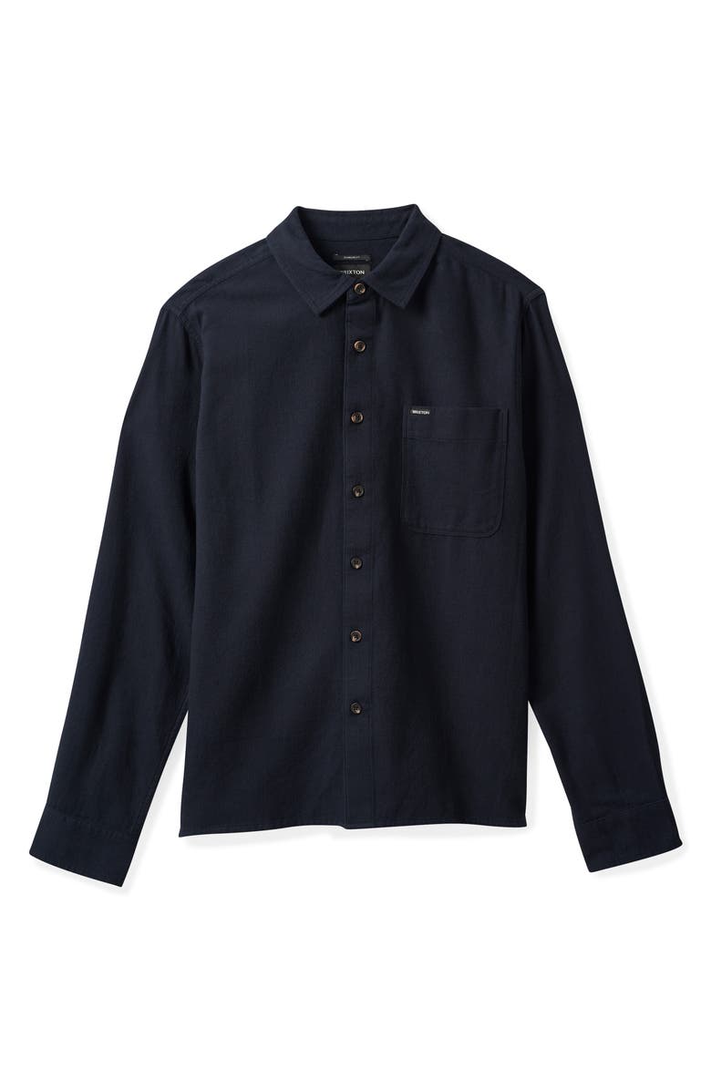Brixton Hastings Solid Flannel Button-Up Shirt, Alternate, color, Black