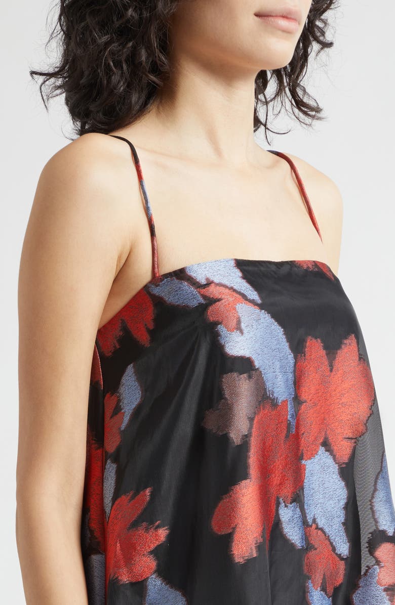 STAUD Delfina Floral Jacquard Organza Evening Dress, Alternate, color, Night Garden